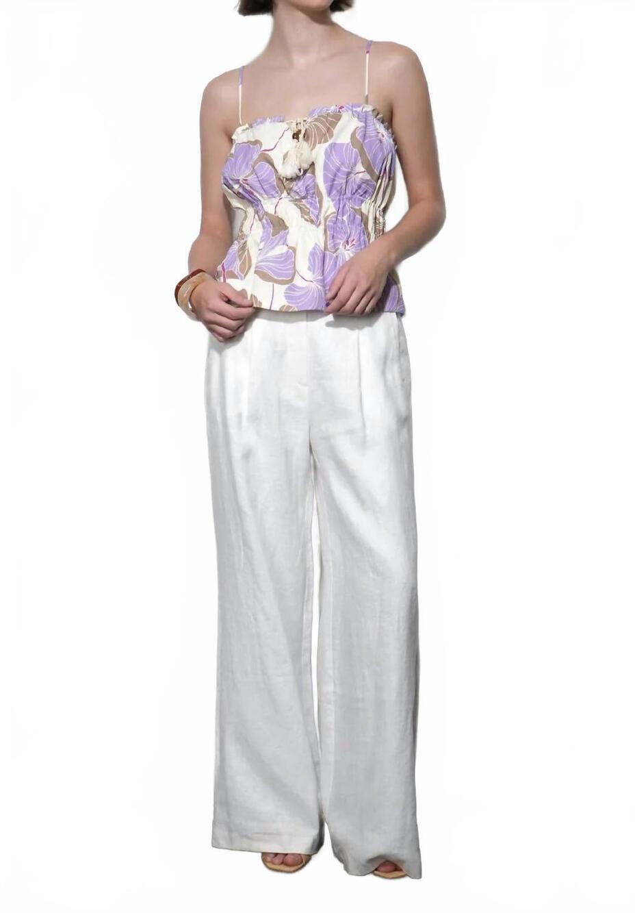 NEW GREYLIN savannah wide leg linen pants in white